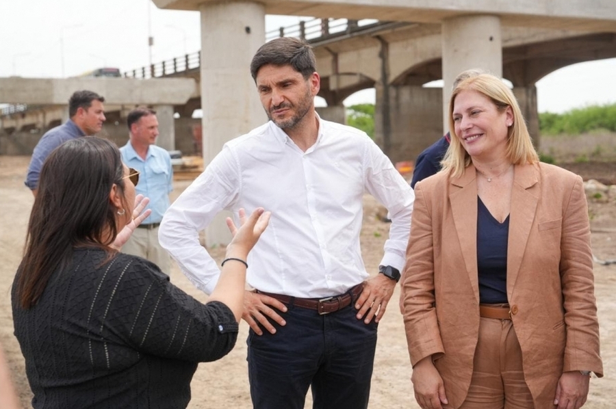 Pullaro y Scaglia supervisaron la construcción del Nuevo Puente Santa Fe-Santo Tomé